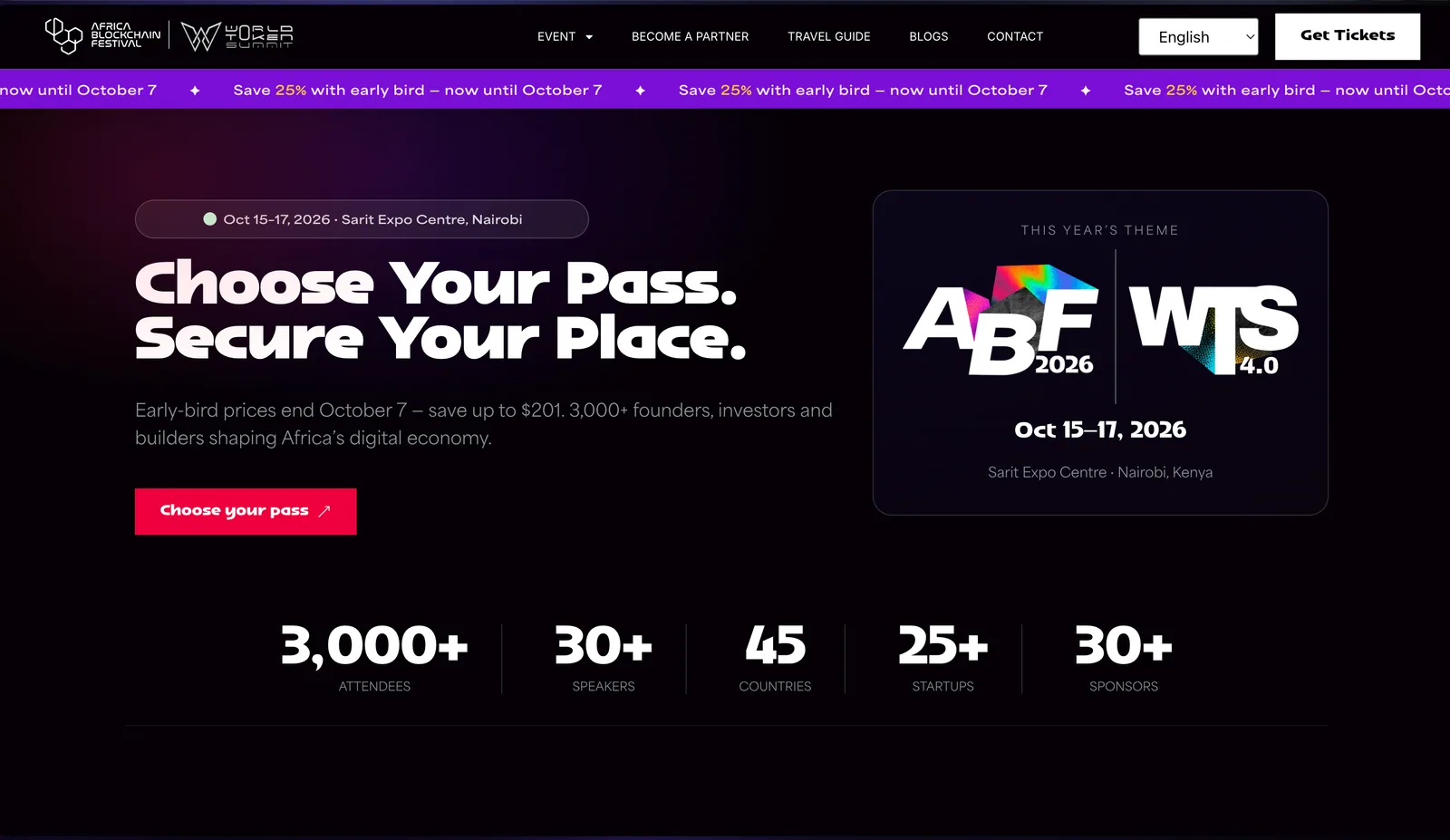 Africa Blockchain Festival — the landing screen